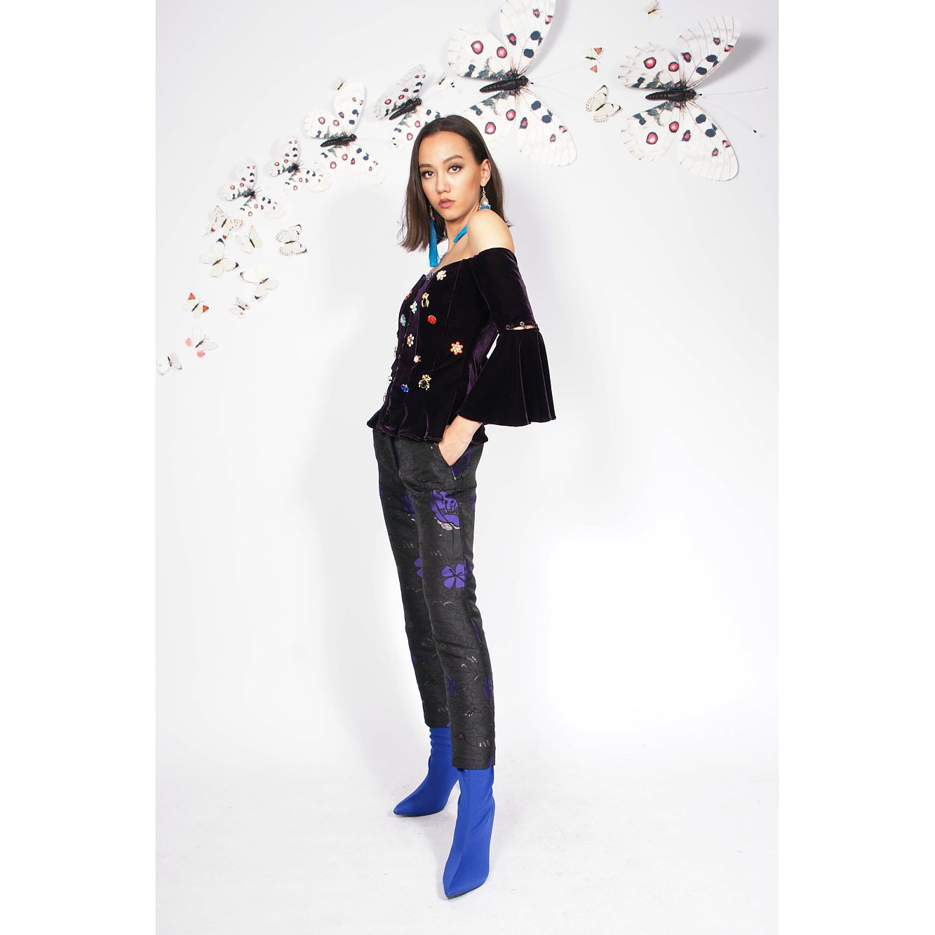 Syra J Cigarette Trousers With Flower Print