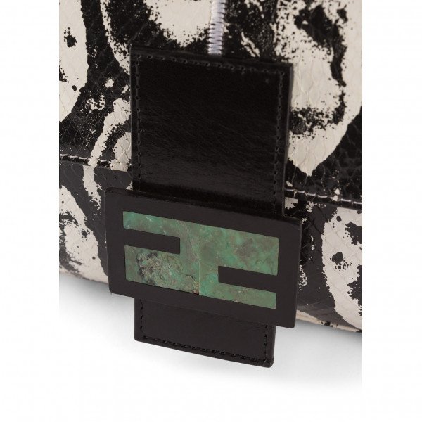Fendi Printed Bag With Green Stone Clasp