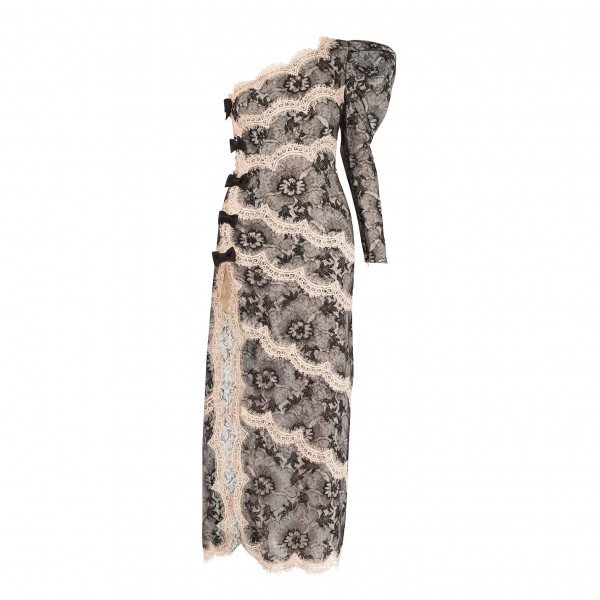 Alessandra Rich One Shoulder Lace Gown