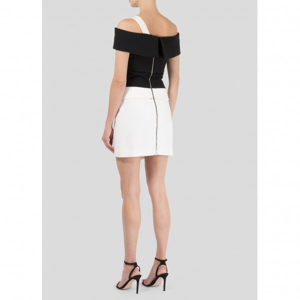 Mugler Off The Shoulder Monochrome Dress