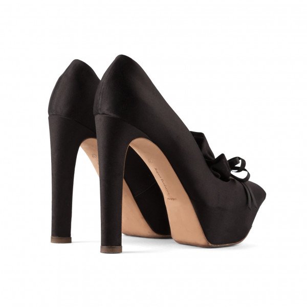 Rent Buy Rupert Sanderson Satin Platform Pumps With Bow Detail