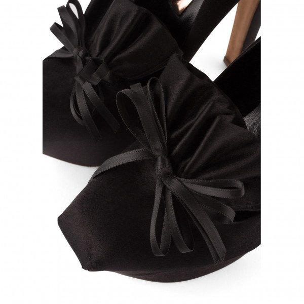 Rupert Sanderson Satin Platform Pumps With Bow Detail