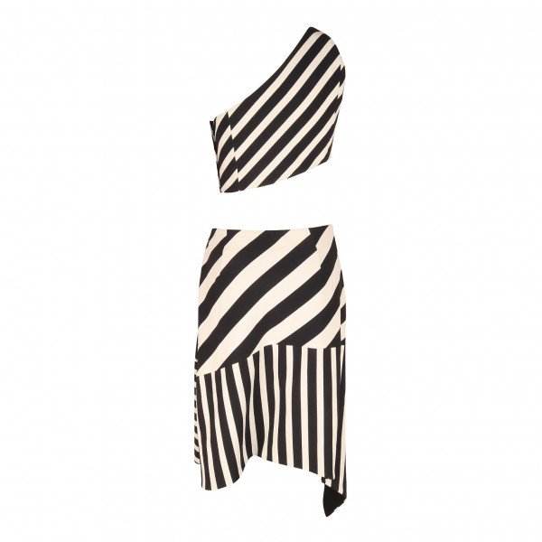 Mugler Striped One-Shoulder Dress