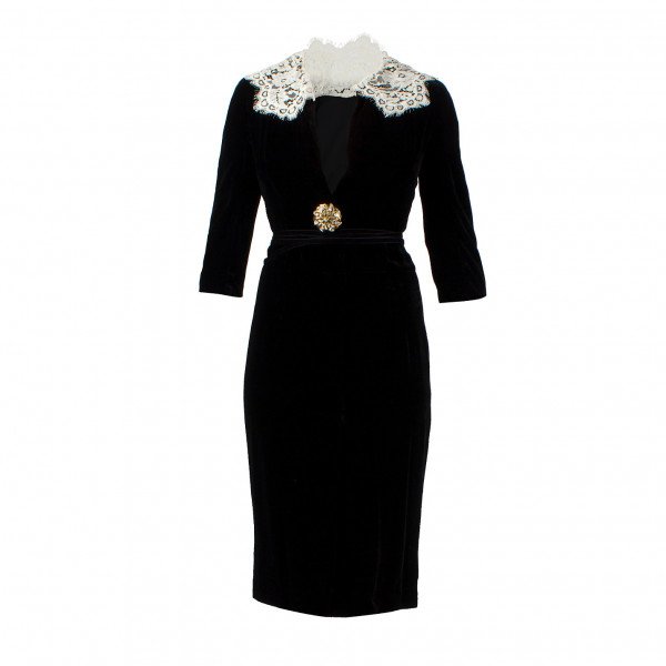 Black dress lace collar best sale