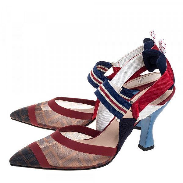 Fendi Colibri Multicolour FF Print Slingback Pumps