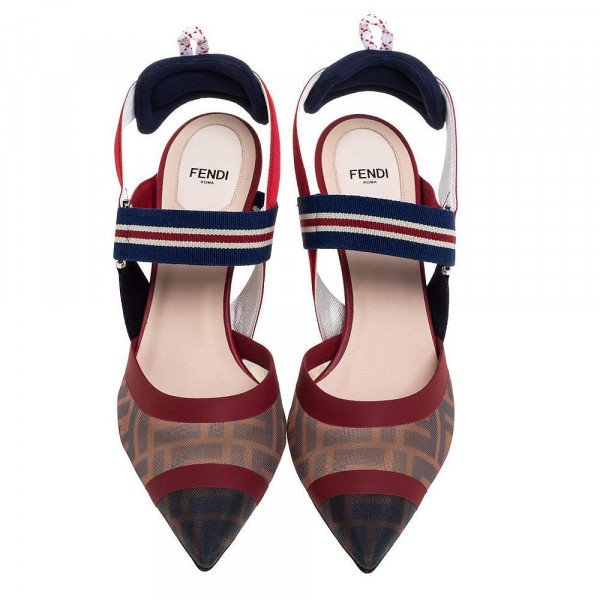 Fendi Colibri Multicolour FF Print Slingback Pumps