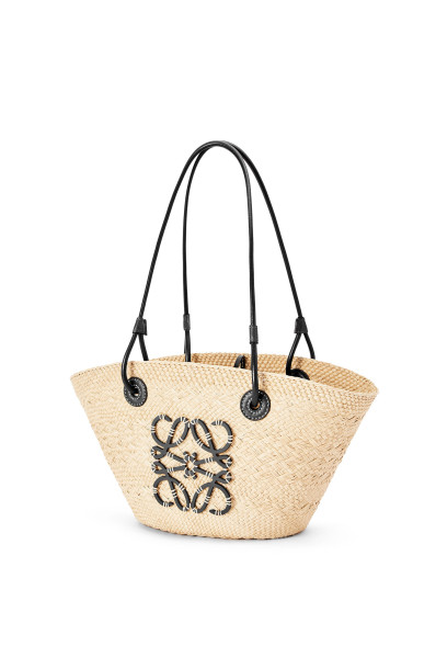 Loewe Small Anagram Basket bag in iraca palm and calfskin