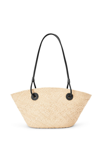 Loewe Small Anagram Basket bag in iraca palm and calfskin