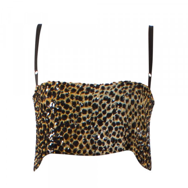 DOLCE & GABBANA Sequined Leopard Print Bandeau