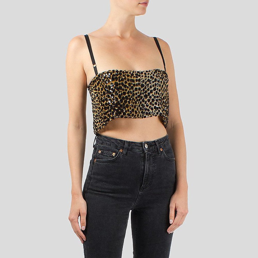 DOLCE & GABBANA Sequined Leopard Print Bandeau