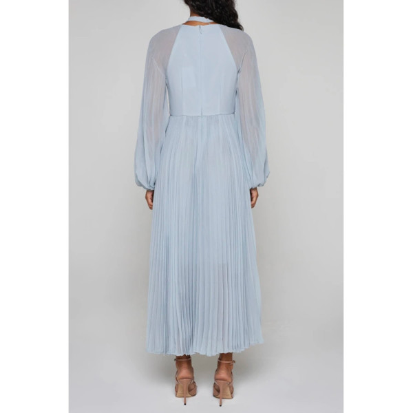 ZIMMERMANN Pleated Tie Neck Long Dress