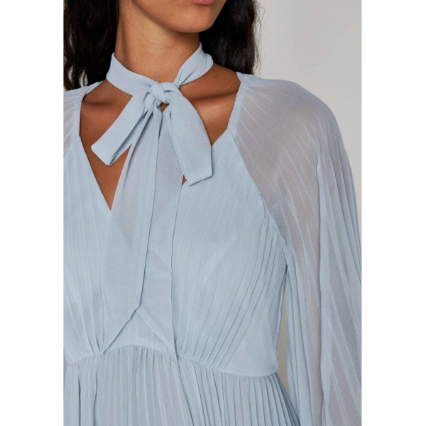 ZIMMERMANN Pleated Tie Neck Long Dress