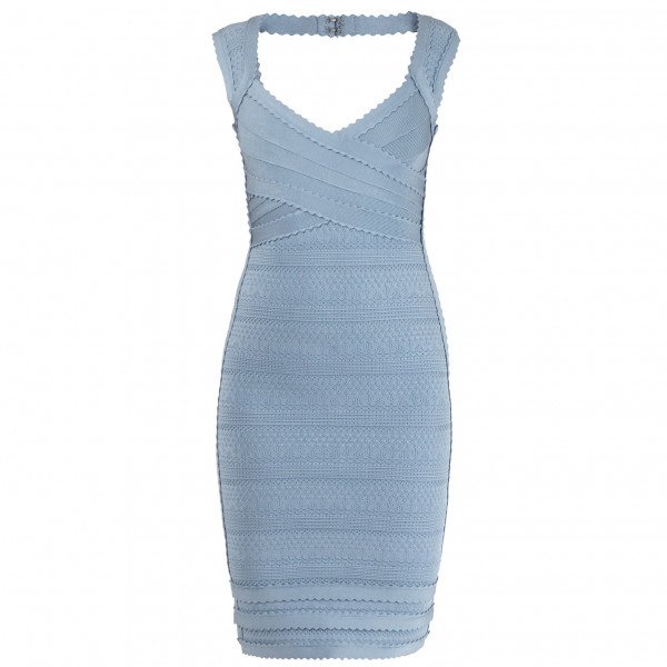 Herve Leger Sarai Lace-Stitched Scalloped-Trim Dress