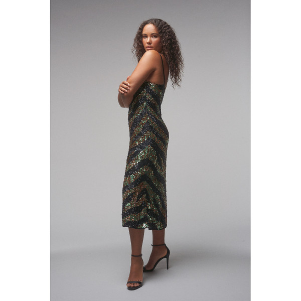 RaeVynn Indra Cami Dress In Zebra Sequins