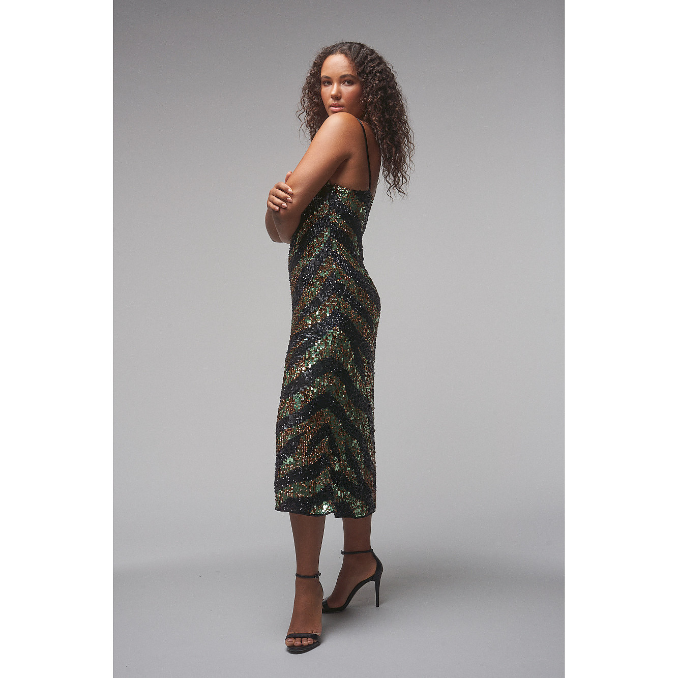 RaeVynn Indra Cami Dress In Zebra Sequins