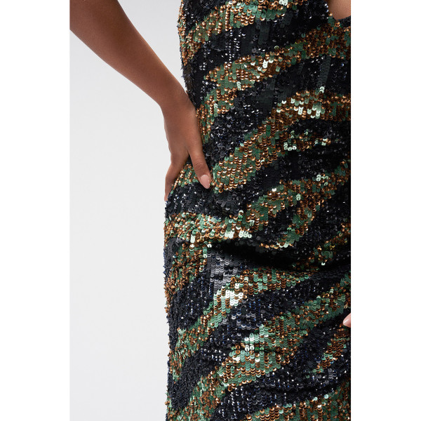 RaeVynn Indra Cami Dress In Zebra Sequins