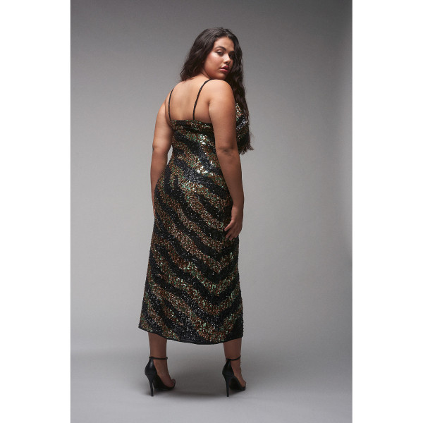 RaeVynn Indra Cami Dress In Zebra Sequins