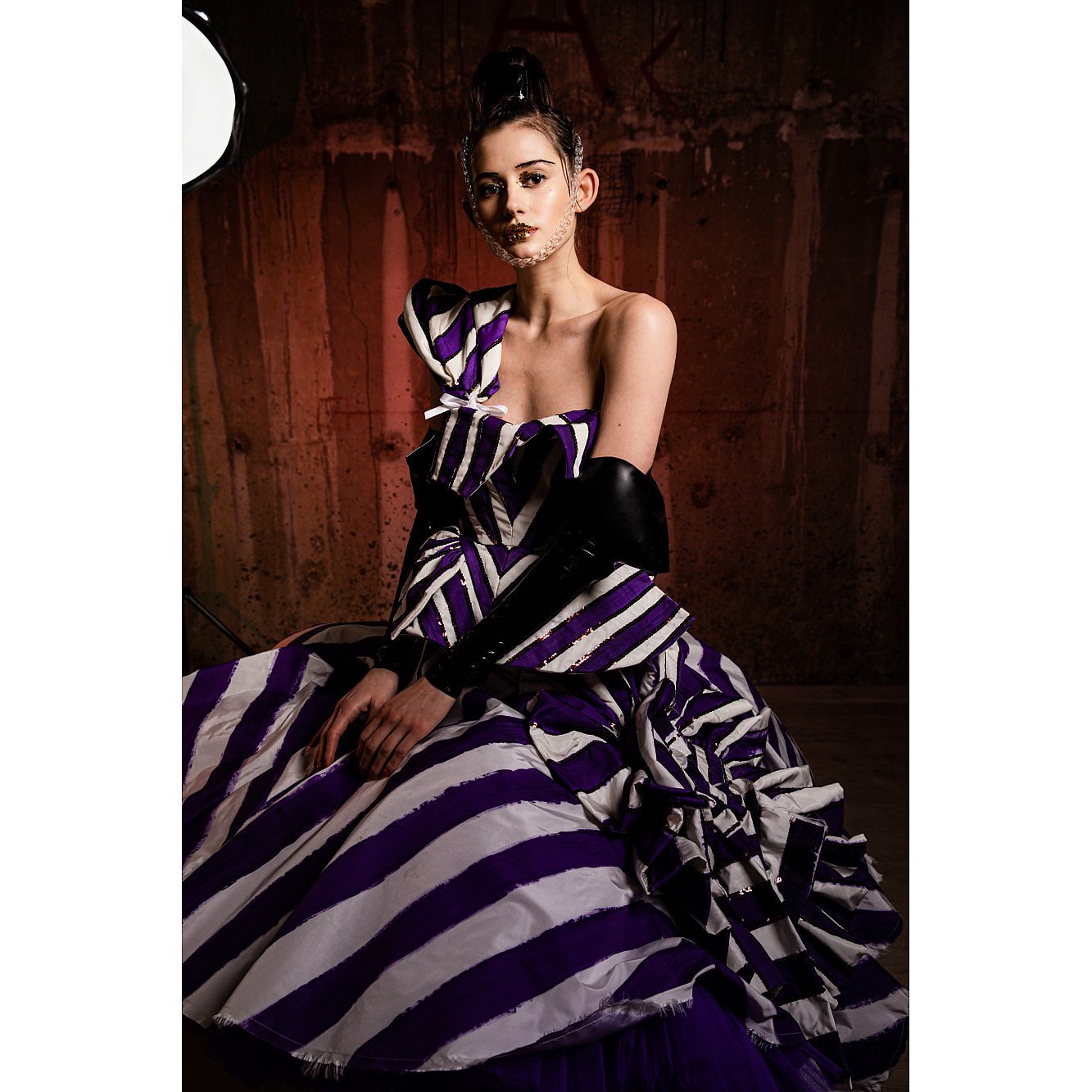 House Of Sheldonhall Silk Striped Ball Gown