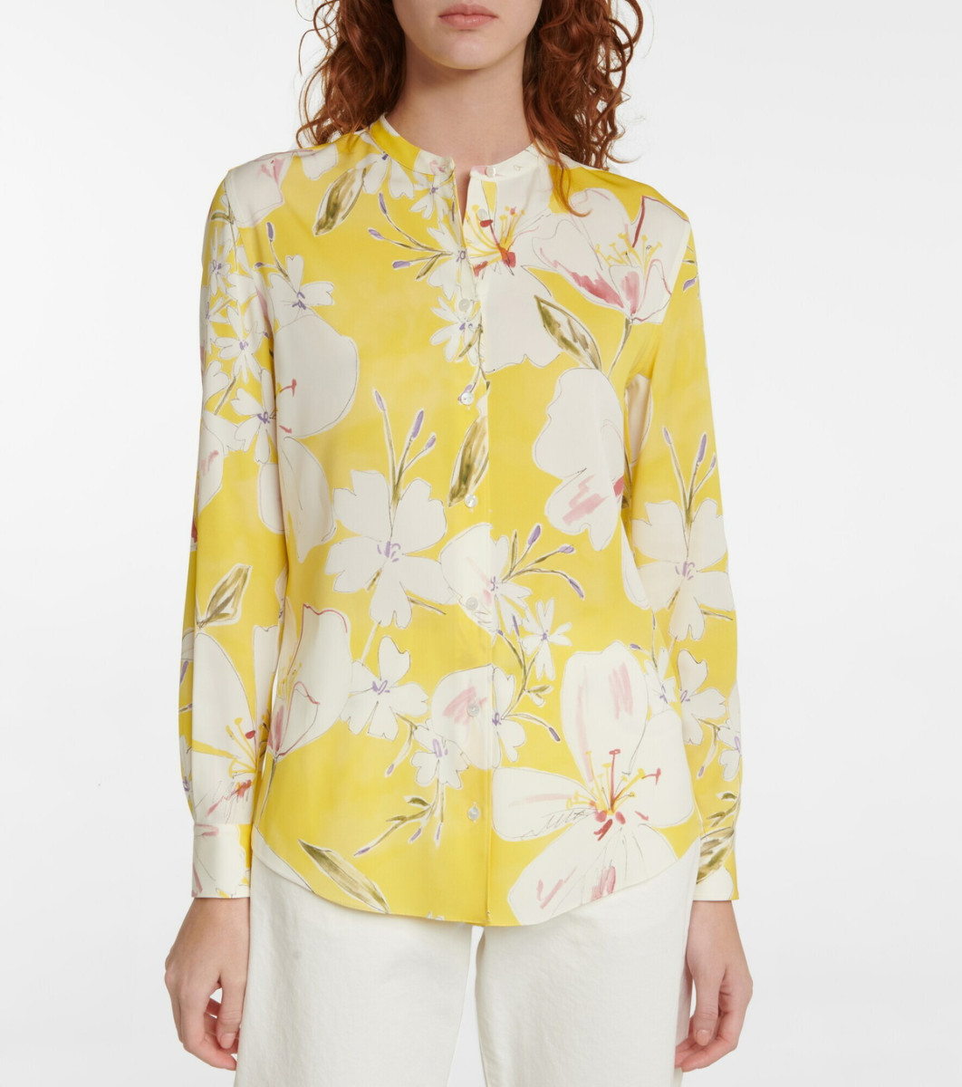 Loro Piana Yellow Floral Silk Blouse