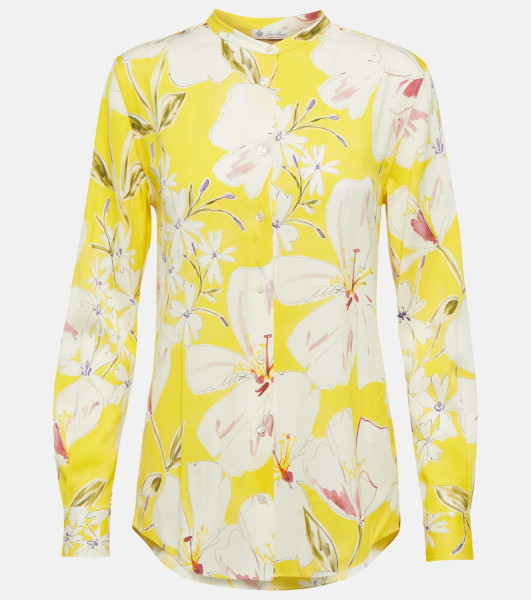 Loro Piana Yellow Floral Silk Blouse