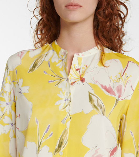 Loro Piana Yellow Floral Silk Blouse