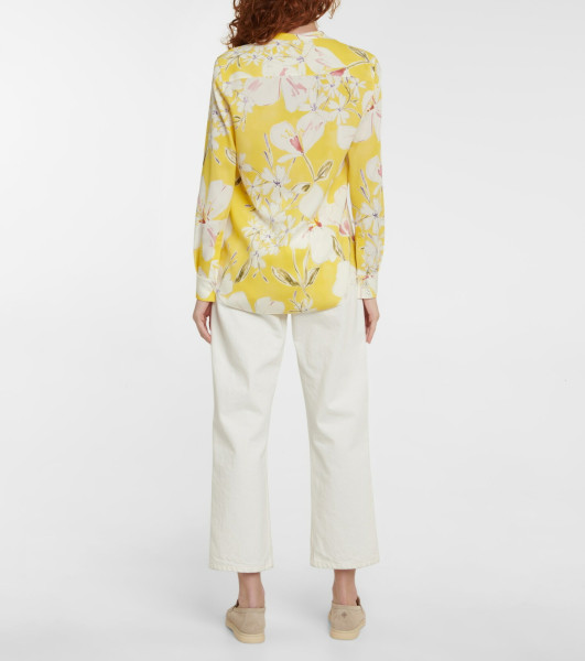 Loro Piana Yellow Floral Silk Blouse