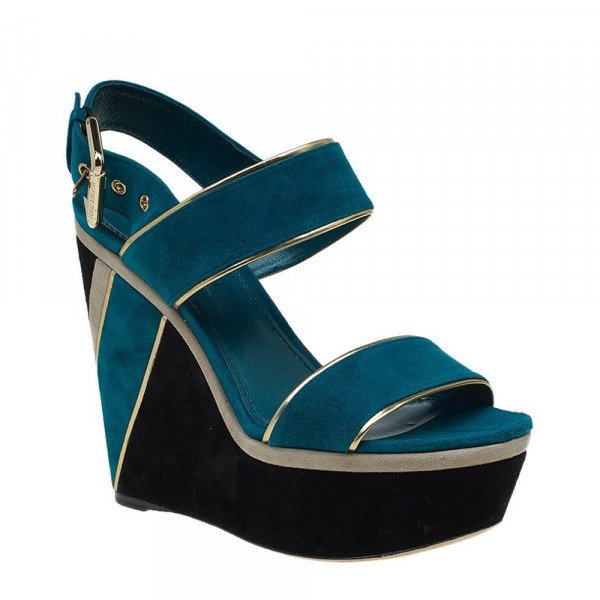 Louis Vuitton Waterbay Two Tone Suede Wedge Sandals