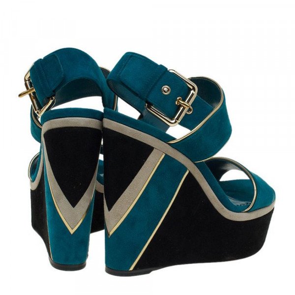 Louis Vuitton Waterbay Two Tone Suede Wedge Sandals