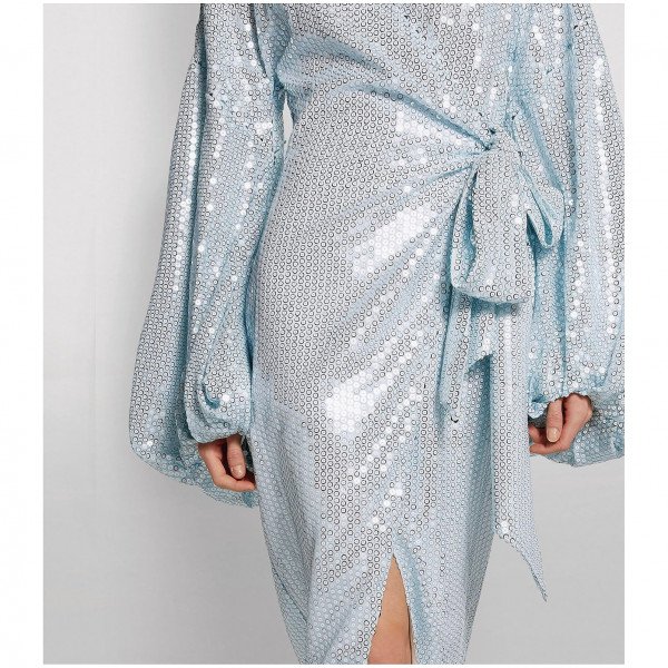 Halpern Embellished Midi Wrap Dress