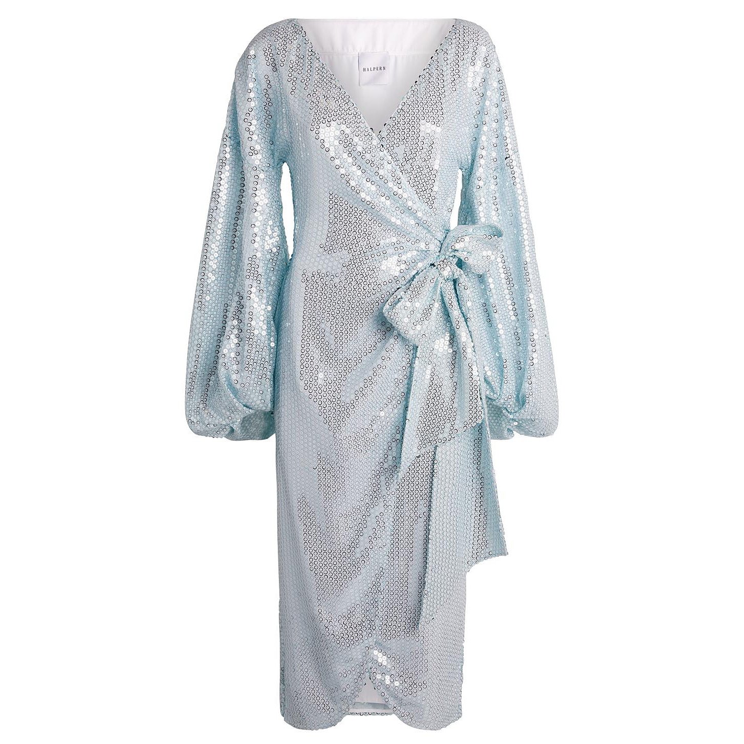 Halpern Embellished Midi Wrap Dress