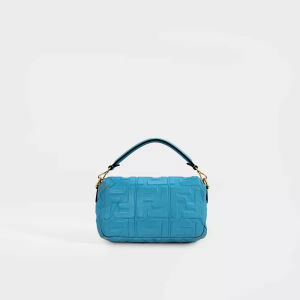 Fendi Mini Baguette in Turquoise Embossed Leather