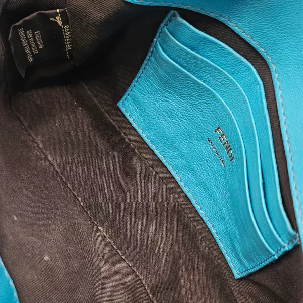 Fendi Mini Baguette in Turquoise Embossed Leather