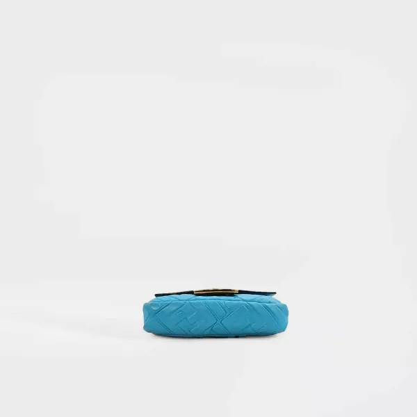 Fendi Mini Baguette in Turquoise Embossed Leather