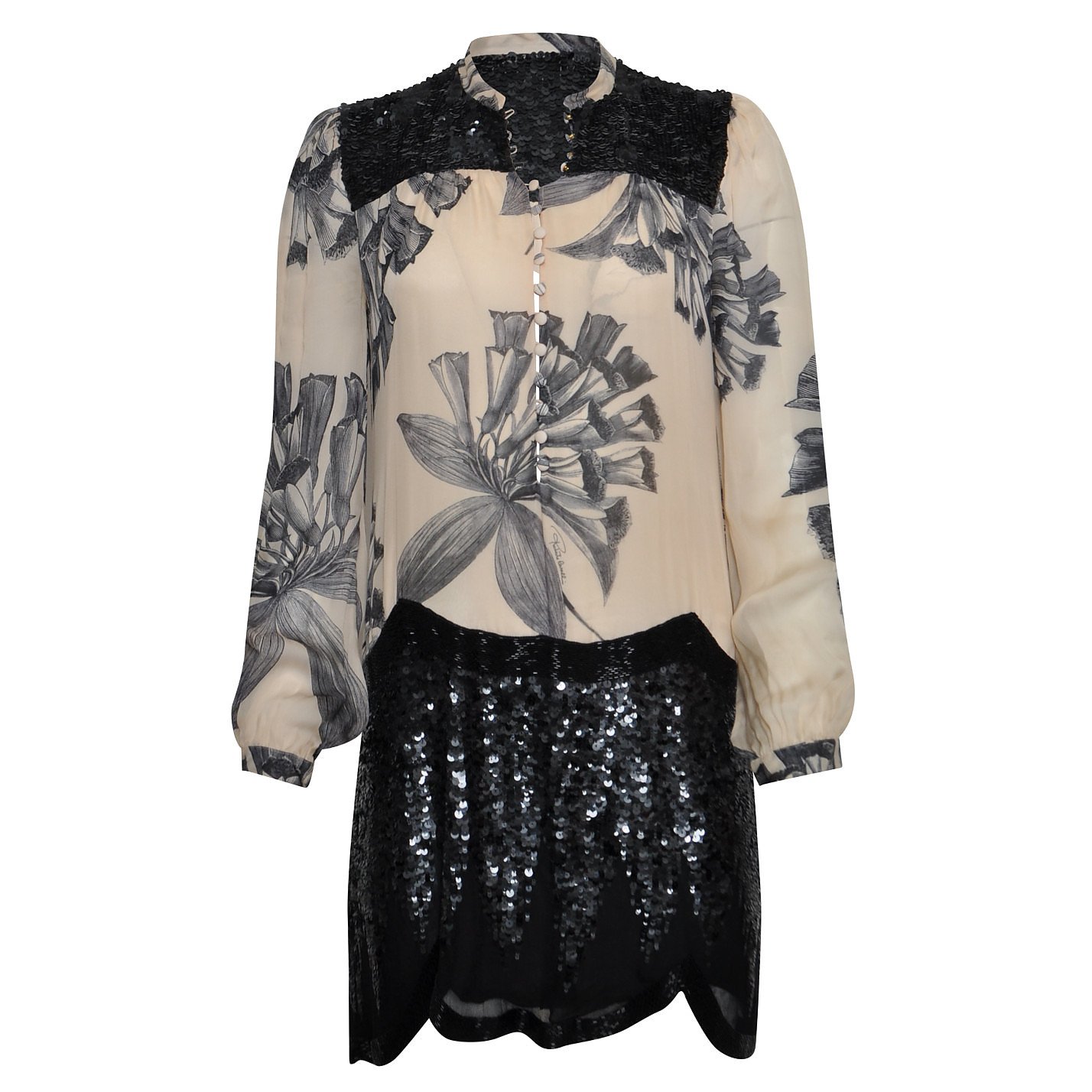 Roberto Cavalli Sequin-Embellished Printed Tunic Dress