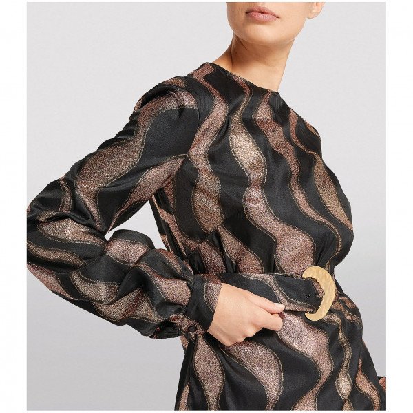 Taller Marmo Metallic Belted Mini Dress
