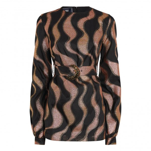Taller Marmo Metallic Belted Mini Dress