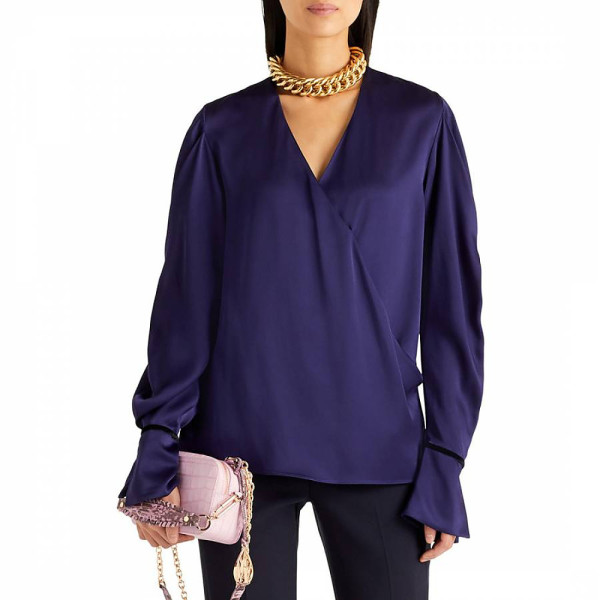 Amanda Wakeley Satin Wrap Blouse