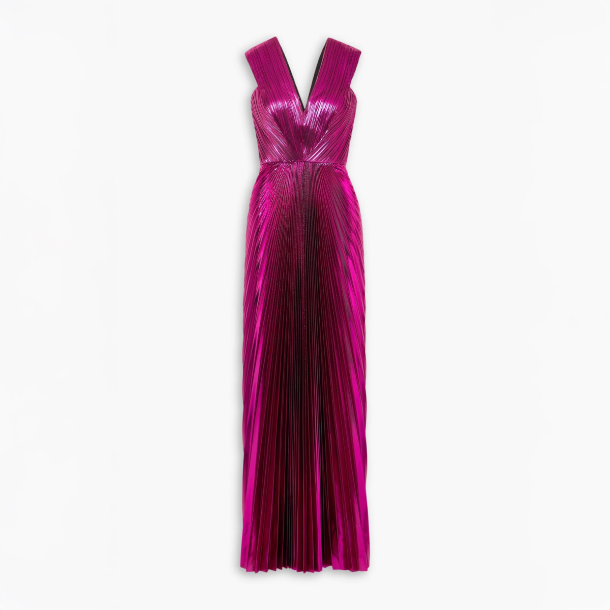 Sem Sem Pink Pleated Metallic Lamé Gown