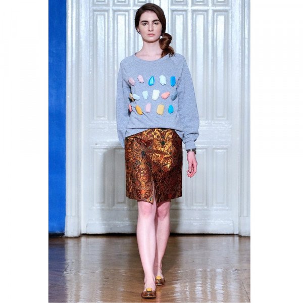 Vika Gazinskaya A-Line Lurex Printed Skirt