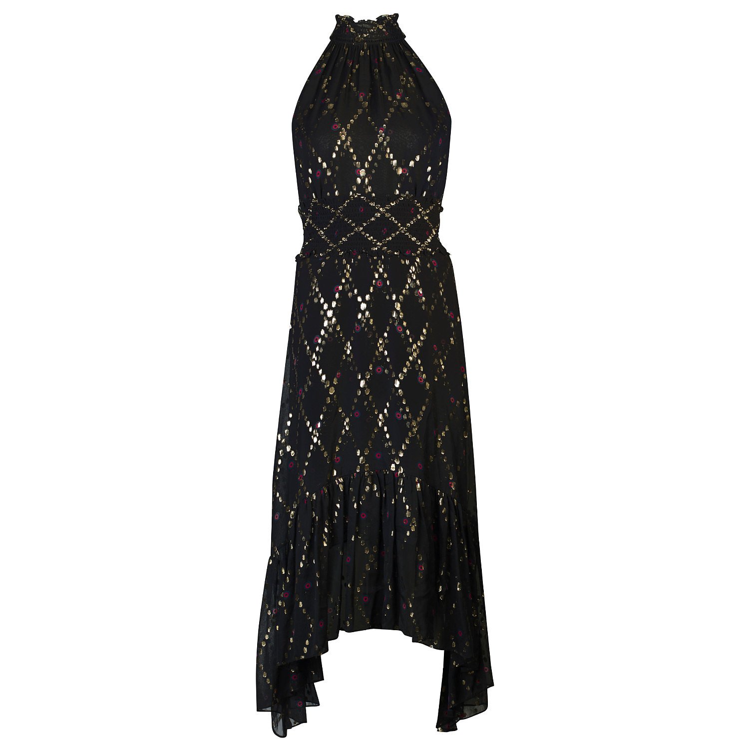 A.L.C. Shirred Printed Metfil Coupé Silk-Blend Midi Dress