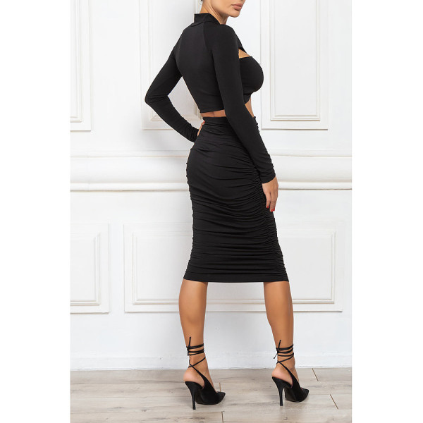 Cliché Reborn Halter Neck Top And Ruched Skirt Set