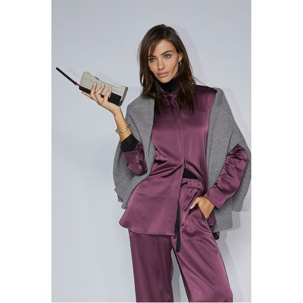 Serena Bute The Boyfriend Shirt - Prune Purple Plant Based Satin