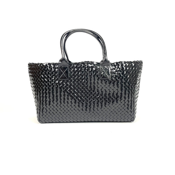 Bottega Veneta Bottega Veneta Tote Bag in Black Intrecciato Patent Leather