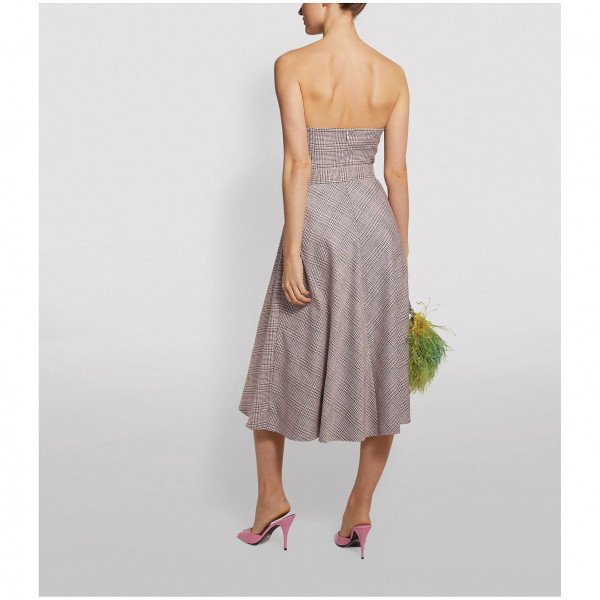 ROTATE Birger Christensen Strapless Check Dress