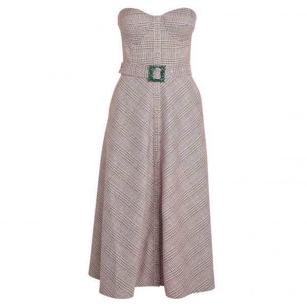 ROTATE Birger Christensen Strapless Check Dress