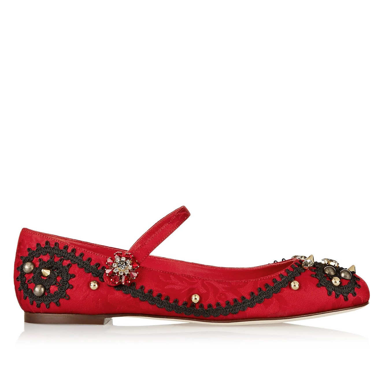 Rent Buy DOLCE & GABBANA Embellished Jacquard Mary Jane Ballet Flats | MY  WARDROBE HQ