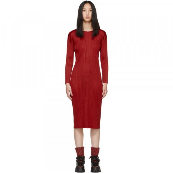 Pleats Please Bodycon Pleated Dress