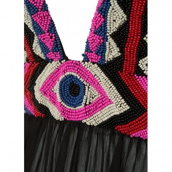 Vintage Beaded Plunge-Neck Dress