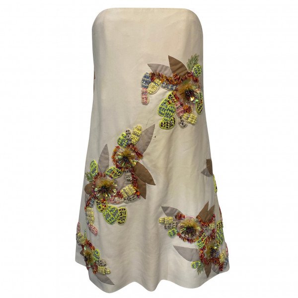 Chloé Embroidered Silk Strapless Dress