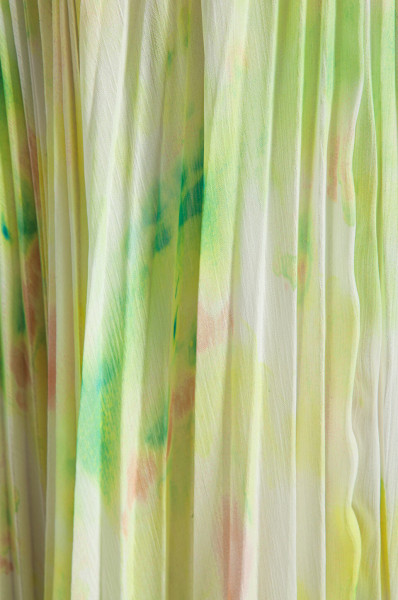 Alice + Olivia Shannon Pleated Maxi Skirt in Citrus Tie Dye/Yellow